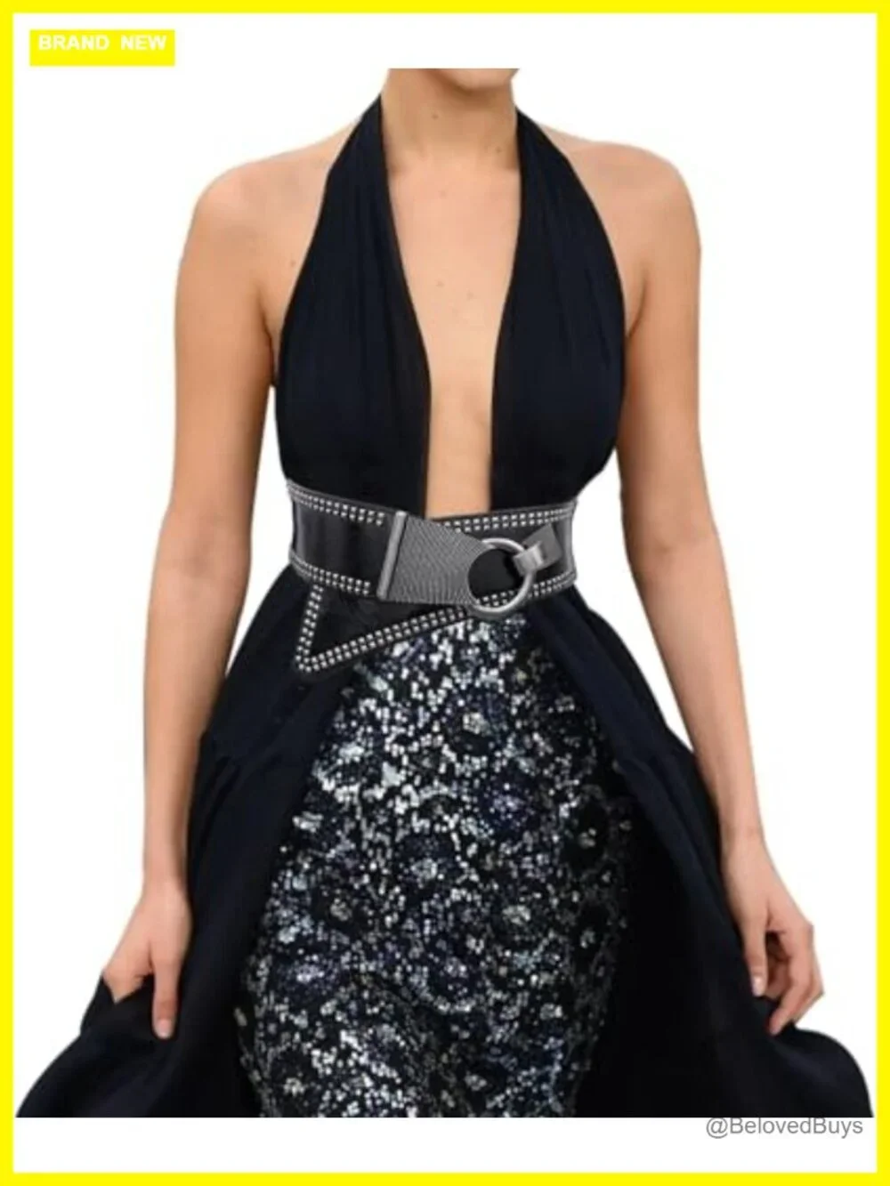 Vintage Faux Leather Waist Belt with Interlock Buckle - Cinch Belt for Dresses
